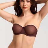 Women's Sexy Mesh Strapless Bra Hazelnut @model_info:ES1