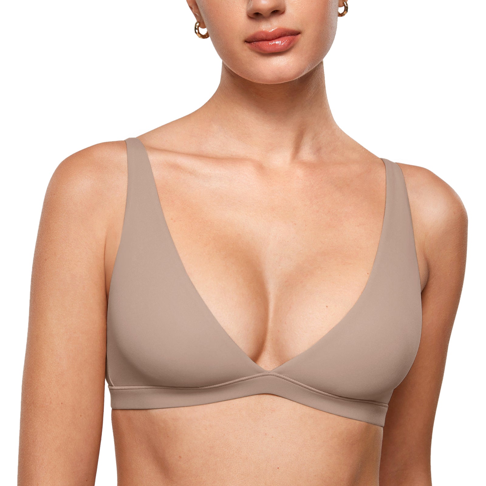 Women's Inbarely® Soft Deep V Triangle Bralette Gravel Beige