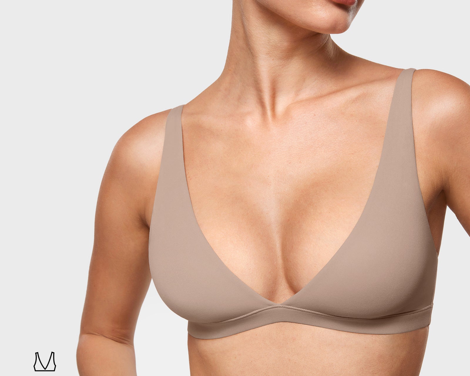 Women's Inbarely® Soft Deep V Triangle Bralette Gravel Beige