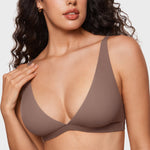 Women's Inbarely® Soft Deep V Triangle Bralette Brown Purple