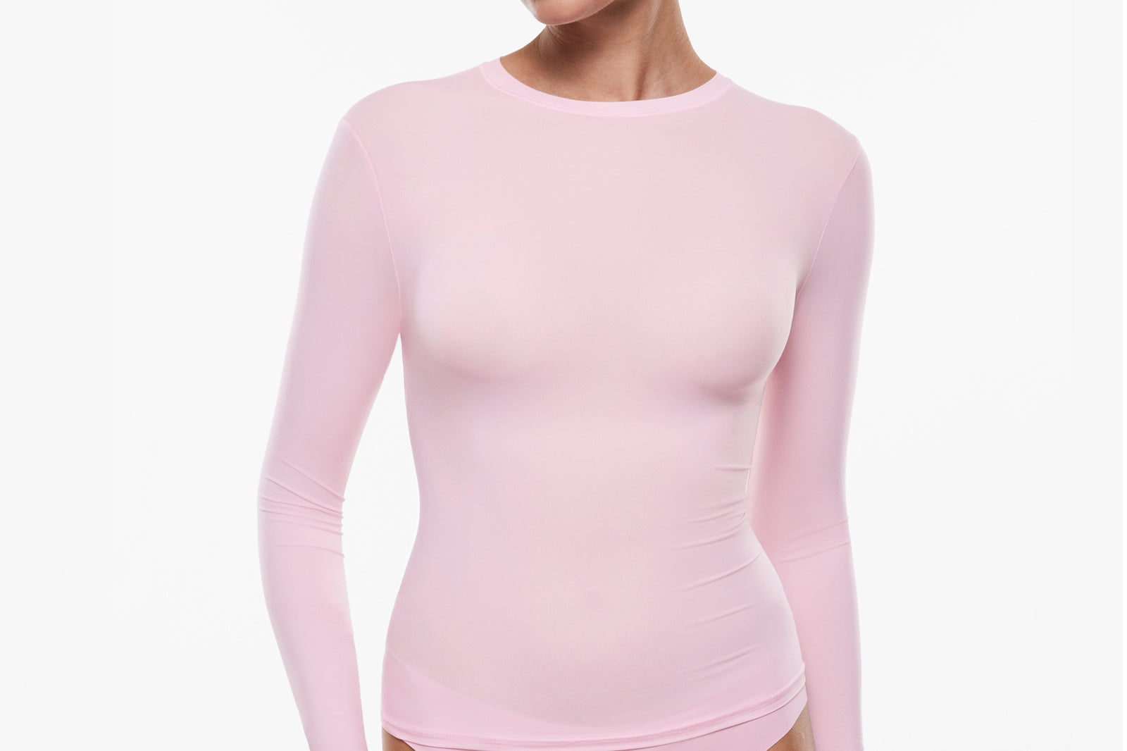 Women's Single-Layer Basic Long Sleeve Shirts Sweet Pink