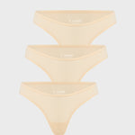 Women's V-shaped Low Rise Thongs 3 Pack Hazelnut (3pack)