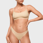 Women's V-shaped Low Rise Thongs 3 Pack Wheat (3pack)
