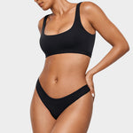 Women's V-shaped Low Rise Thongs 3 Pack Black 3pack