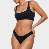 Women's V-shaped Low Rise Thongs 3 Pack Black 3pack