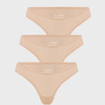 Women's V-shaped Low Rise Thongs 3 Pack Clay Brown (3pack)