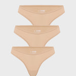 Women's V-shaped Low Rise Thongs 3 Pack Wheat (3pack)