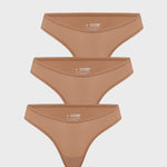 Women's V-shaped Low Rise Thongs 3 Pack Wheat (3pack)