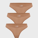 Women's V-shaped Low Rise Thongs 3 Pack Wheat (3pack)
