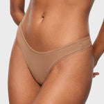Women's V-shaped Low Rise Thongs 3 Pack Light Oatmeal (3pack)