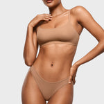 Women's V-shaped Low Rise Thongs 3 Pack Light Oatmeal (3pack)