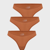 Women's V-shaped Low Rise Thongs 3 Pack Light Oatmeal (3pack)
