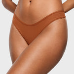 Women's V-shaped Low Rise Thongs 3 Pack Warm Beige (3pack)