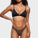 Women's V-shaped Low Rise Thongs 3 Pack Black 3pack