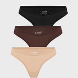 Women's V-shaped Low Rise Thongs 3 Pack Basic 5 (3pack)