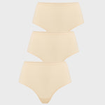 Women's Seamless High Rise Thongs 3 Pack Light Oatmeal (3pack)