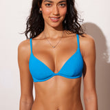 Women's Ribbed Plunge Bikini Top Insignia Blue