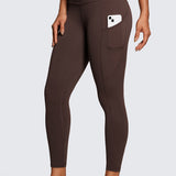 CRZ YOGA Women's Sleek Pocket Leggings 25” Hot Fudge Brown