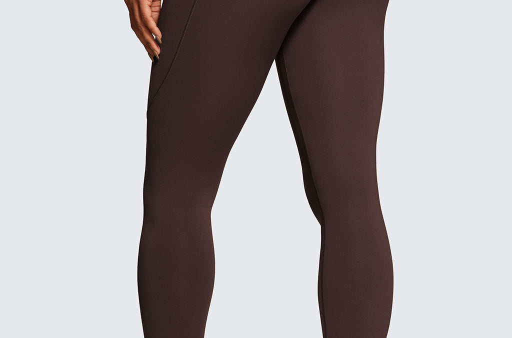 CRZ YOGA Women's Sleek Pocket Leggings 25” Hot Fudge Brown