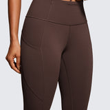 CRZ YOGA Women's Sleek Pocket Leggings 25” Hot Fudge Brown