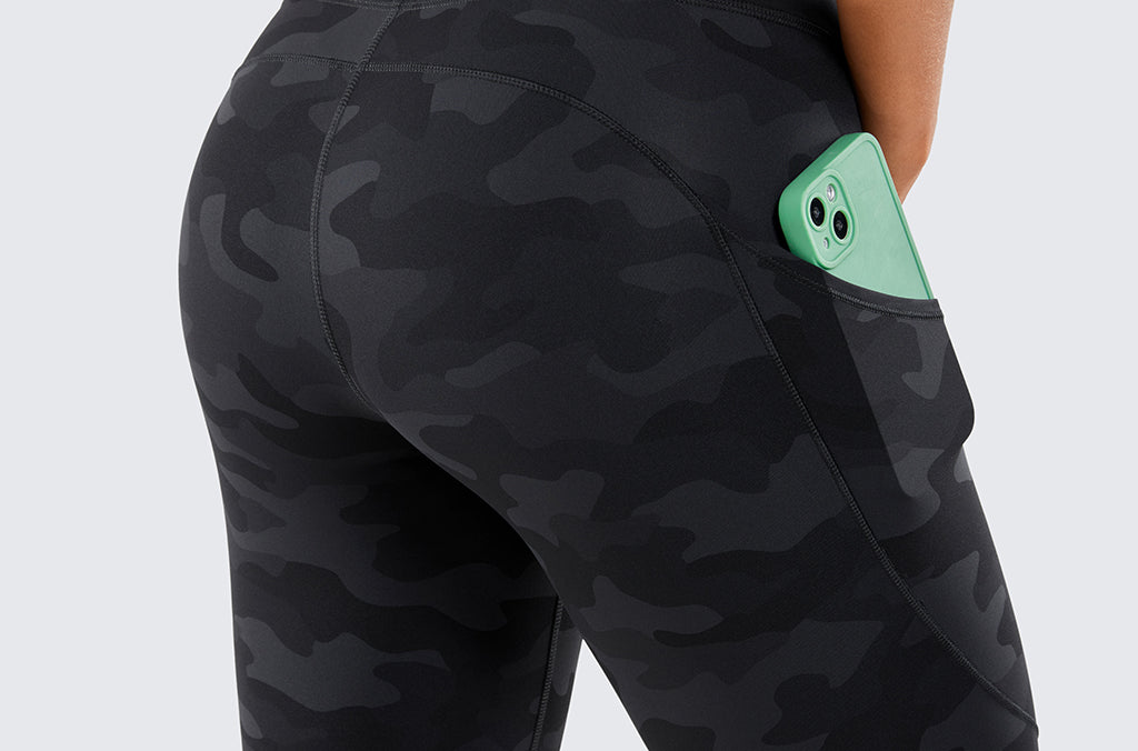 CRZ YOGA Women's Sleek Pocket Leggings 25” Plum Magenta