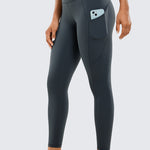 CRZ YOGA Women's Sleek Pocket Leggings 25” Red Merlot