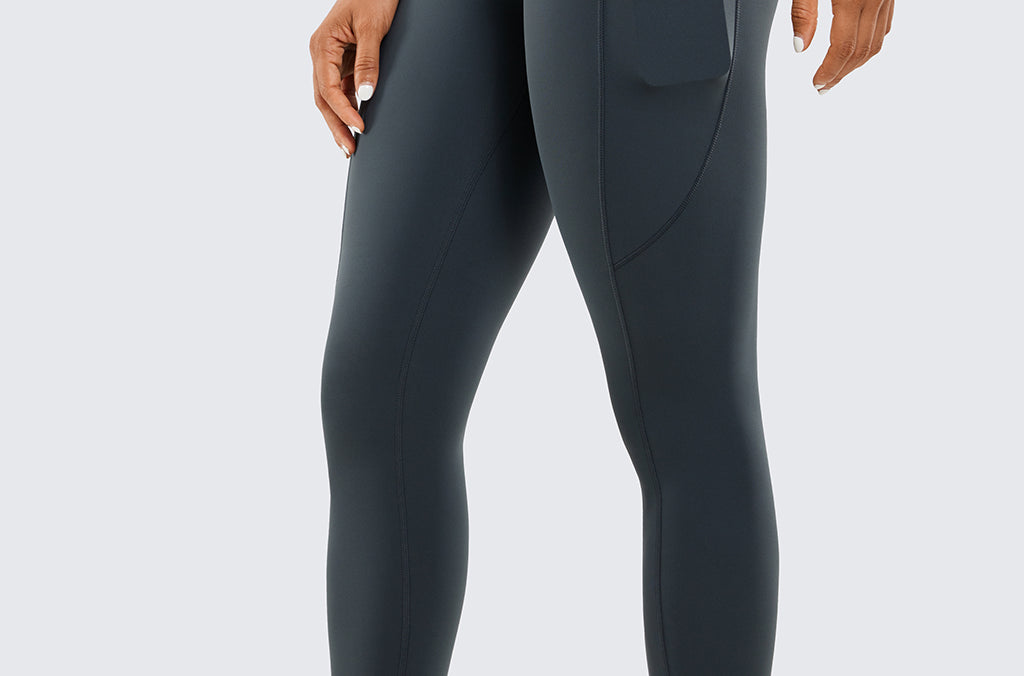 CRZ YOGA Women's Sleek Pocket Leggings 25” Red Merlot