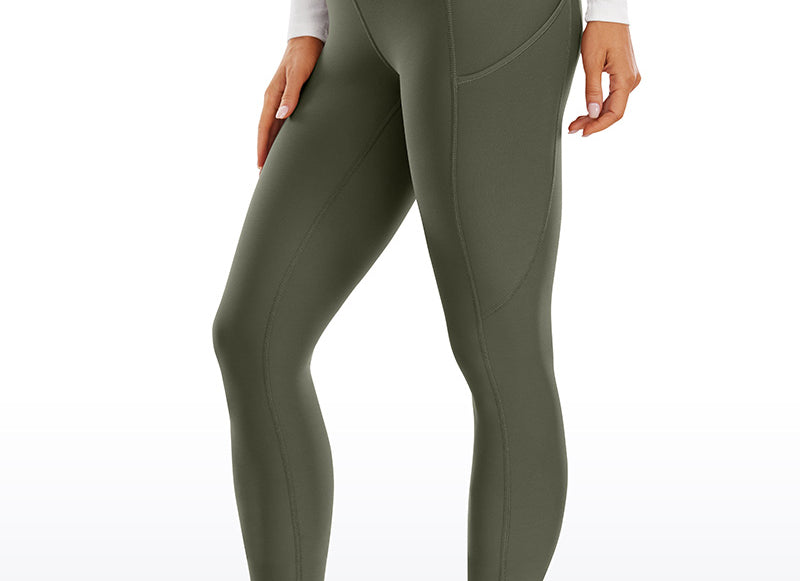 CRZ YOGA Women's Fleece Lined Leggings with Pockets 28'' Black