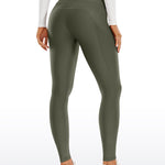 CRZ YOGA Women's Fleece Lined Leggings with Pockets 28'' Hot Fudge Brown