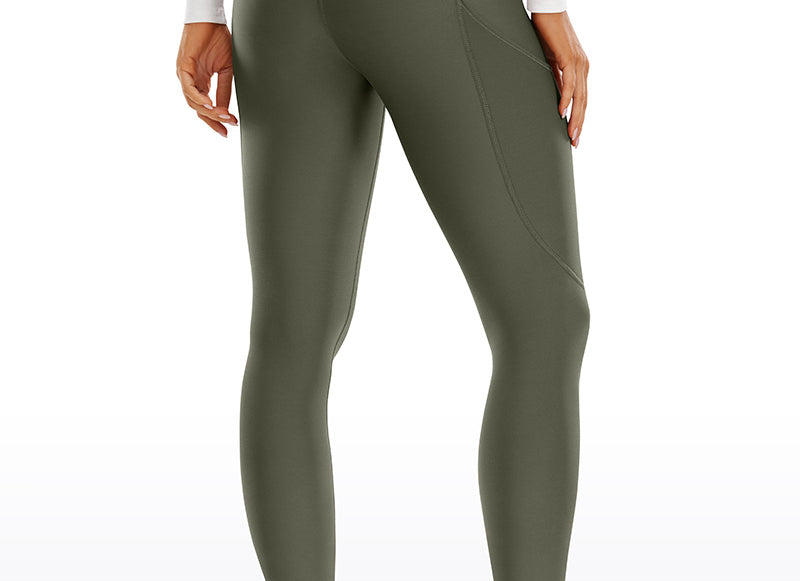 CRZ YOGA Women's Fleece Lined Leggings with Pockets 28'' Hot Fudge Brown