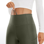 CRZ YOGA Women's Fleece Lined Leggings with Pockets 28'' Hot Fudge Brown