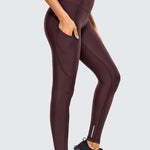 CRZ YOGA Women's Fleece Lined Leggings with Pockets 28'' Hot Fudge Brown