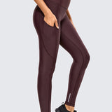 CRZ YOGA Women's Fleece Lined Leggings with Pockets 28'' Hot Fudge Brown
