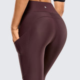 CRZ YOGA Women's Fleece Lined Leggings with Pockets 28'' Forest Dark Green