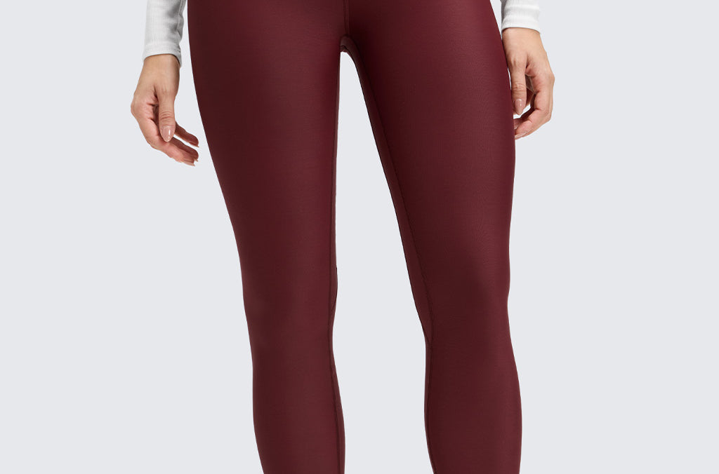 Women's Fleece Lined Leggings 28" Red Merlot