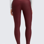Women's Fleece Lined Leggings 28" Red Merlot
