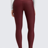 Women's Fleece Lined Leggings 28" Red Merlot