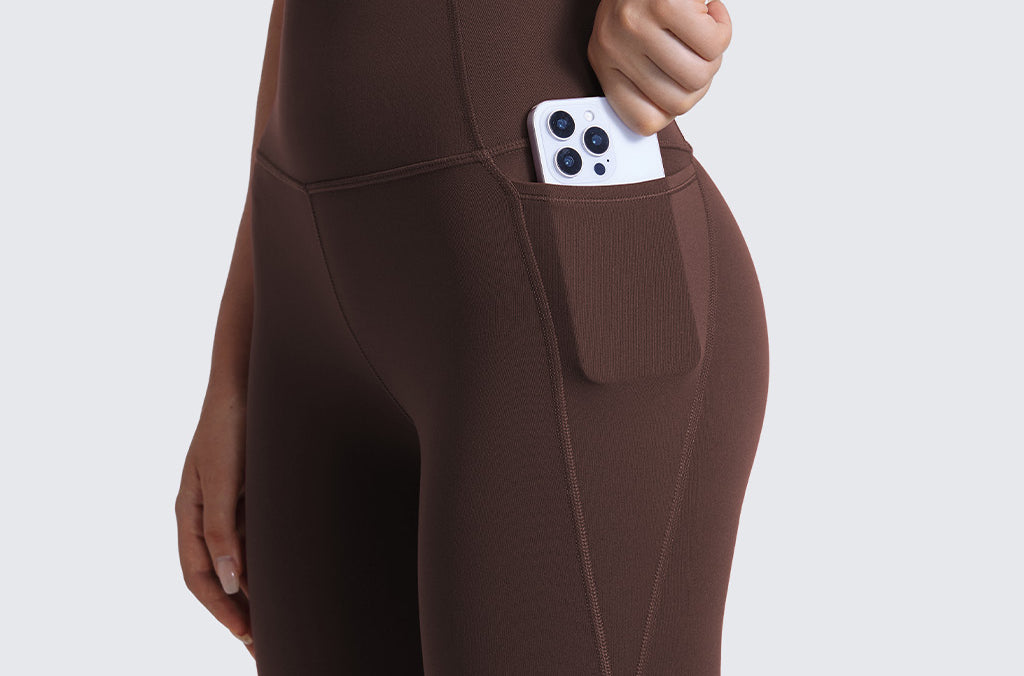 CRZ YOGA Women's Yoga Leggings 25" with Pockets Hot Fudge Brown