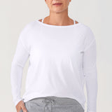 Women's Pima Cotton Boat Neck Long Sleeve Shirts Black