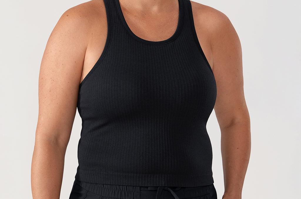 Women's Seamless Ribbed Cropped Tank Top Black