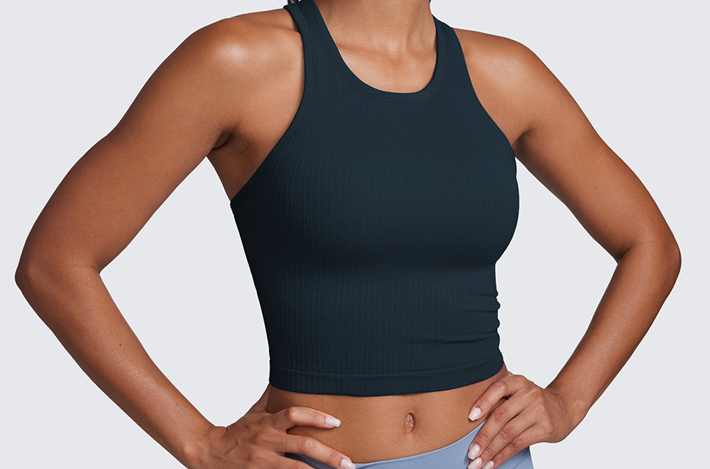 Women's Seamless Ribbed Cropped Tank Top Sparkle Blue