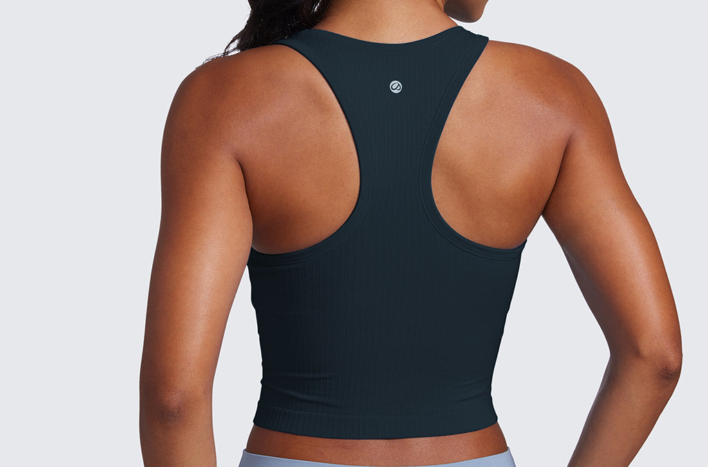 Women's Seamless Ribbed Cropped Tank Top Sparkle Blue