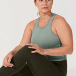 Women's Seamless Ribbed Cropped Tank Top Darkish Green