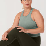 Women's Seamless Ribbed Cropped Tank Top Darkish Green