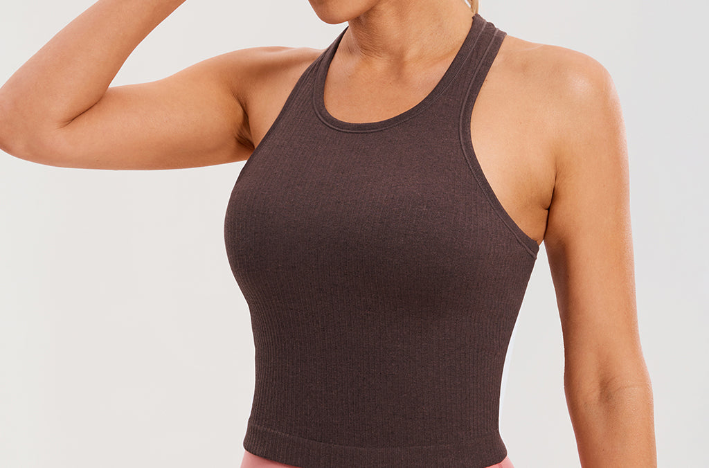 Women's Seamless Ribbed Cropped Tank Top Misty Merlot
