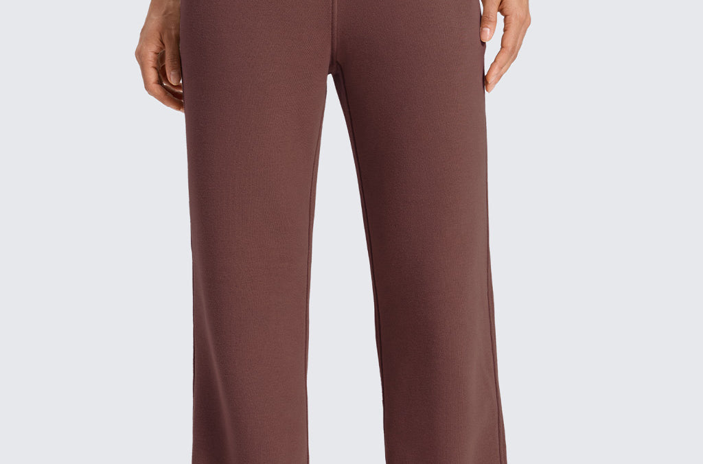 CRZ YOGA Women's Cotton Fleece Lined Sweatpants 30" Dark Red 2