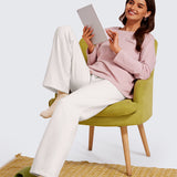 CRZ YOGA Women's Cotton Fleece Lined Sweatpants 30" Milky White