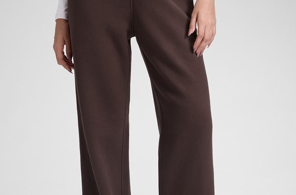 CRZ YOGA Women's Cotton Fleece Lined Sweatpants 30" Hot Fudge Brown