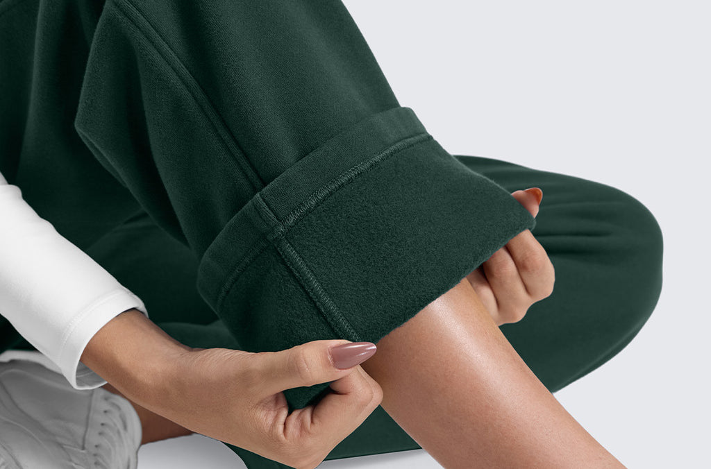 CRZ YOGA Women's Cotton Fleece Lined Sweatpants 30" White Apricot