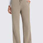 CRZ YOGA Women's Cotton Fleece Lined Sweatpants 30" White Apricot